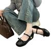 Inner heightening retro single shoes women's shoes 2025 new spring French Mary Jane black commuter small leather shoes