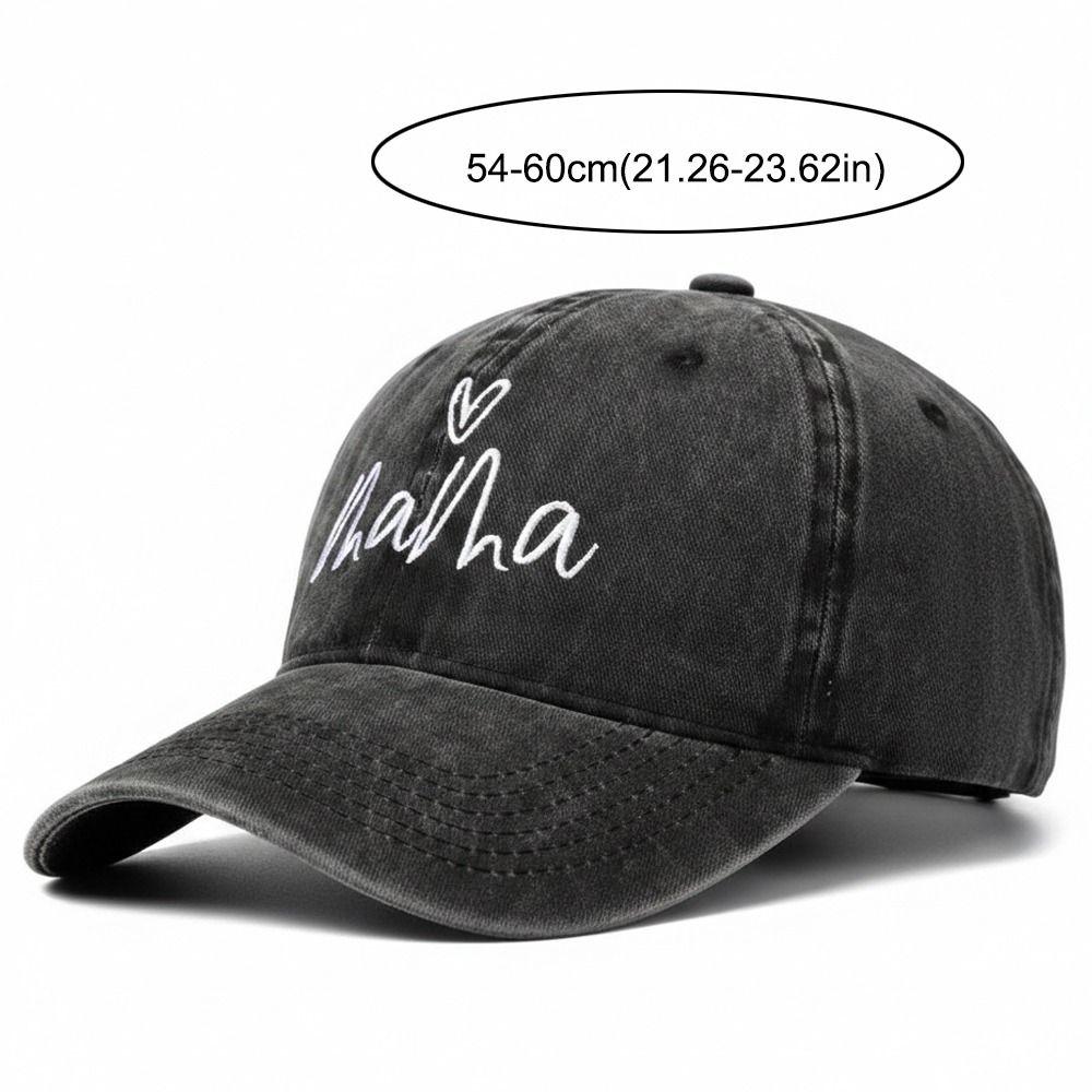 Washed Cotton Mama Heart Embroidery Caps Adjustable Outdoor Sunscreen Hats Baseball Cap  Gifts