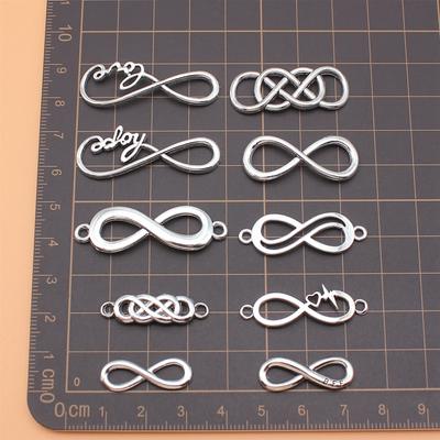 Suprimentos para fabricação de joias com símbolo do infinito, componentes artesanais, 10 peças/conjunto