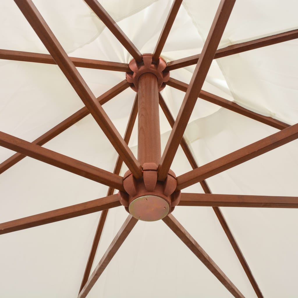 Umbrella 300x300 Cm Wooden Mast White