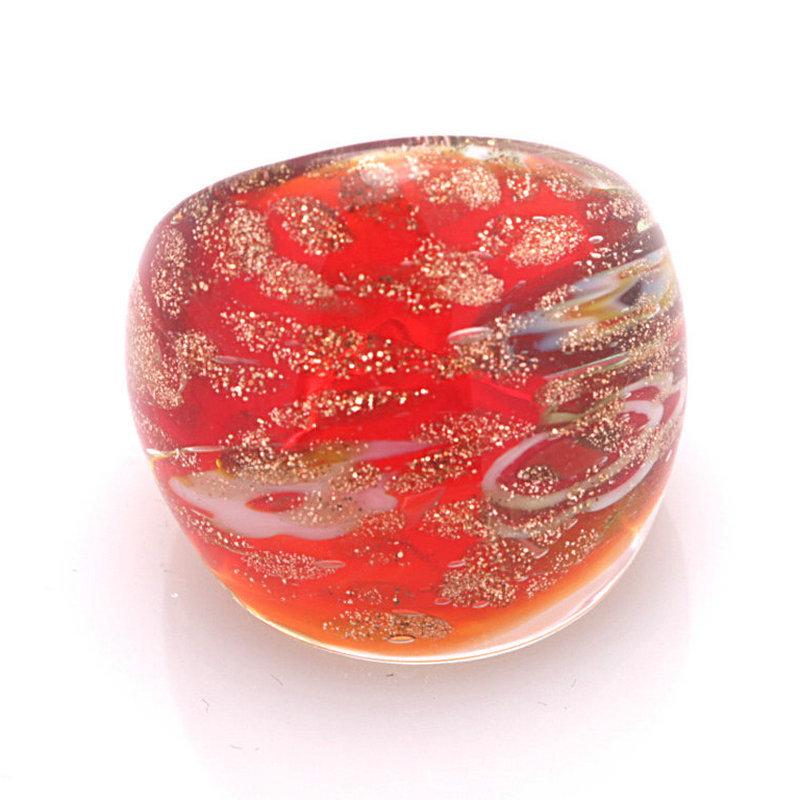 Ethnic Gold Floral Glass Ring - Trendy Street Style