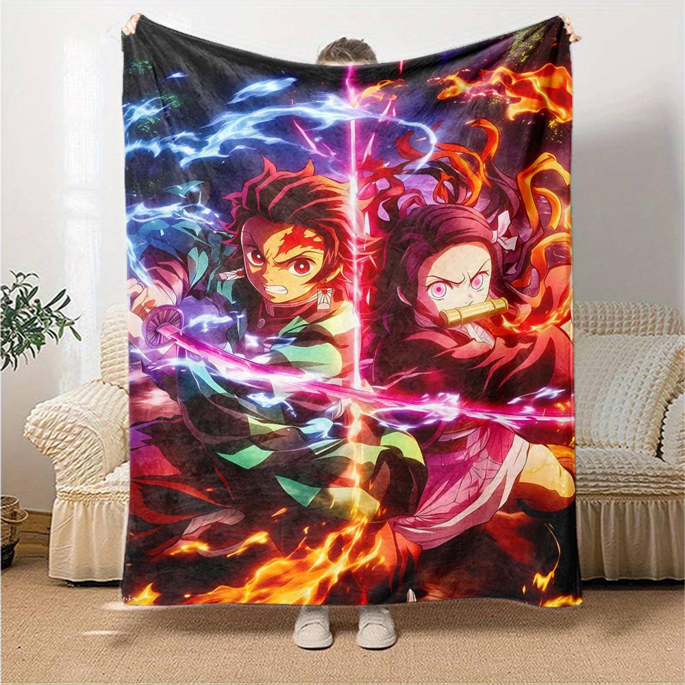 1pc Demon Slayer2 Blanket, Gift, for Men and Women, Soft Blanket, Good for Sofa Bed Couch Travel, Lightweight Flannel Blanket