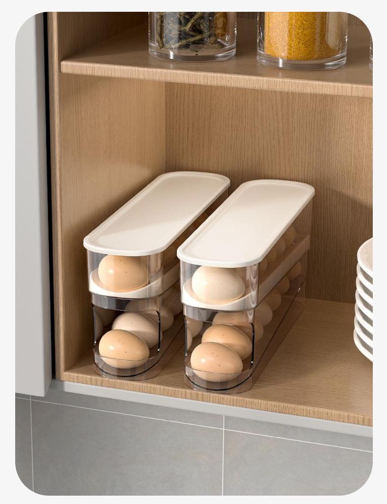 Automatic Slide Egg Holder for Fridge Door and Kitchen Countertop