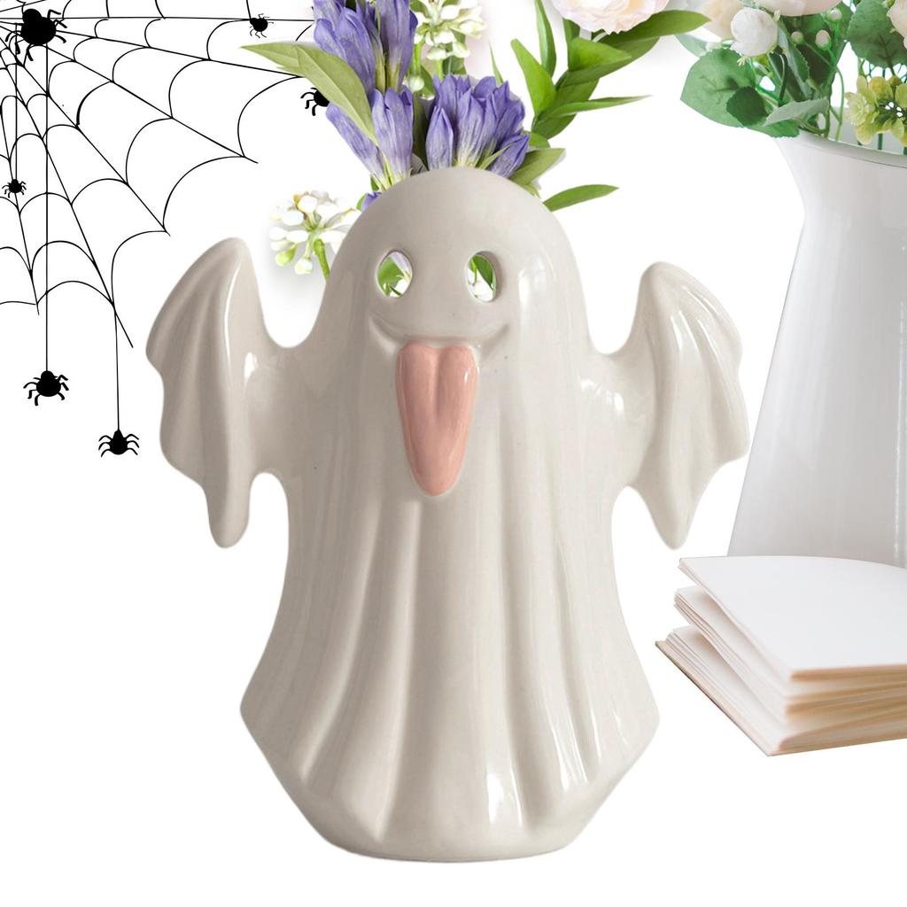 Halloween Ghost Decor Ghost White Ceramic Vase Figurine Room Decor Halloween Decorations Table Centerpieces For Holiday Home