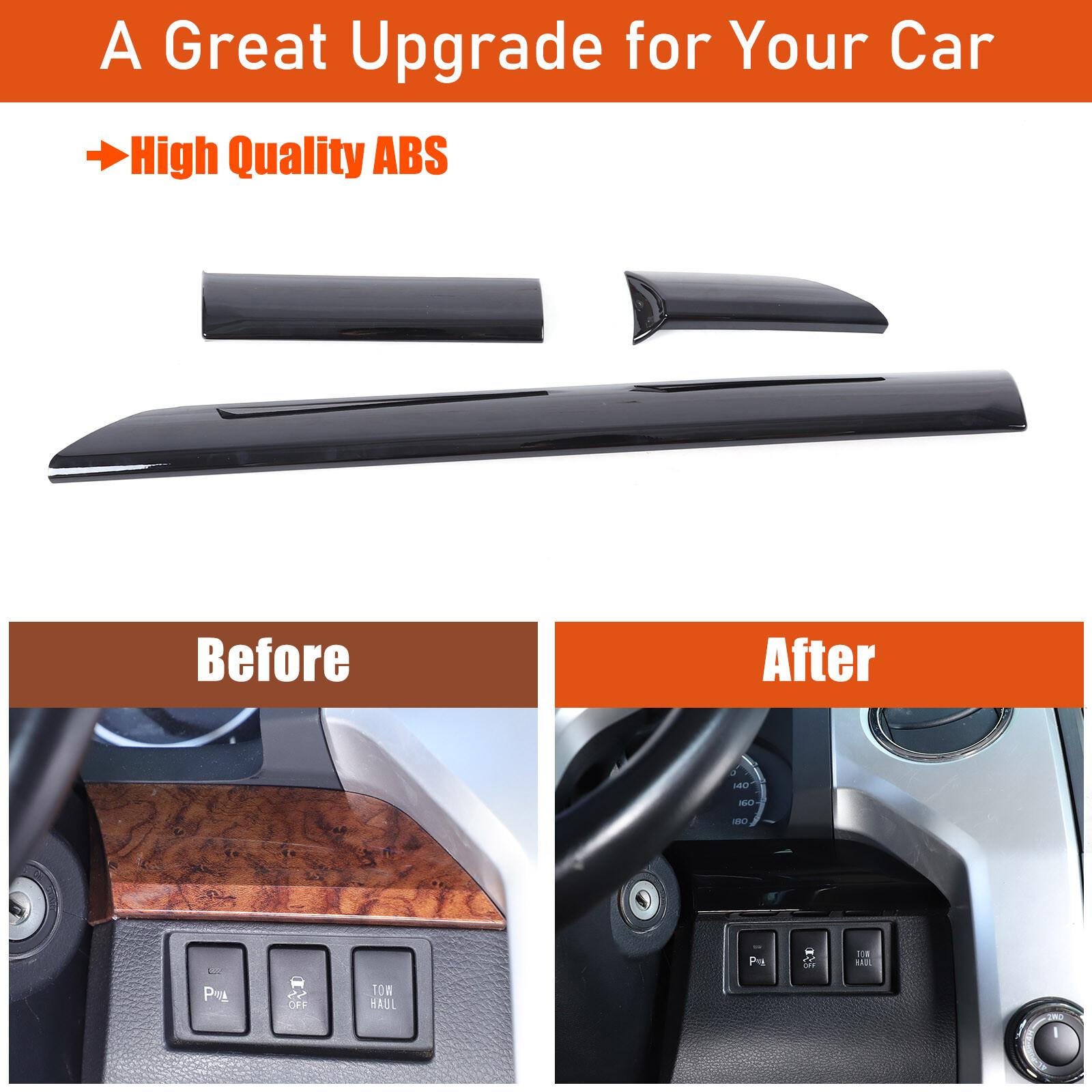 Glossy Black ABS Dashboard Cover Strip Trim For Toyota Tundra 2014-