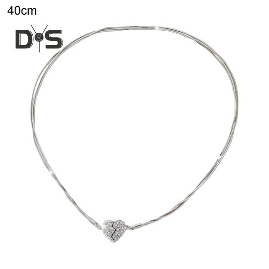 

Женское ожерелье с магнитным кулоном «Разбитое сердце» со стразами, трехслойная цепочка в виде змеиной кости, выпускной бал, ожерелье на ключицу, свадебные украшения серебряный