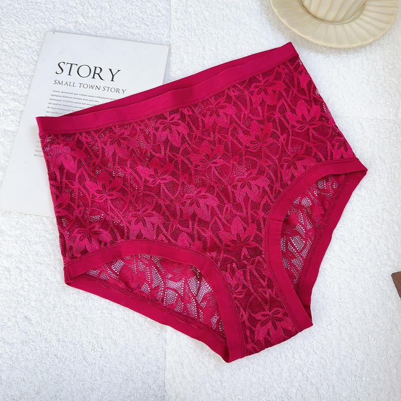 FINETOO 1Pc Summer Sexy Ultra-thin Lace Perspective Panties Women High Waist Lace Floral Underwear Female Breathable Intimates Lingerie