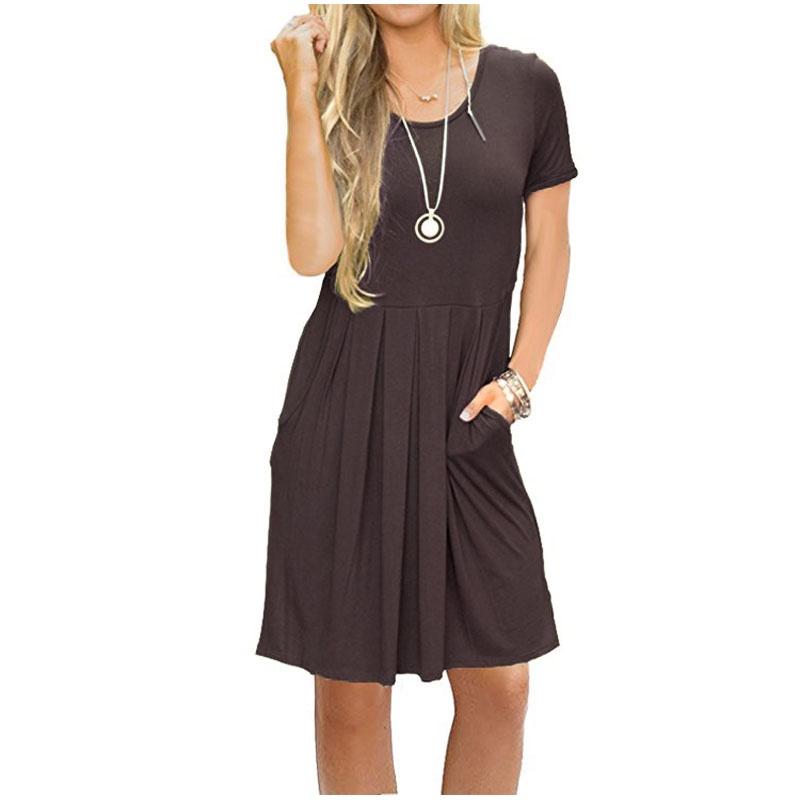 Women's Casual Swing T Shirt Dress Long Sleeve Pocket Loose Tunic For Effortless Style