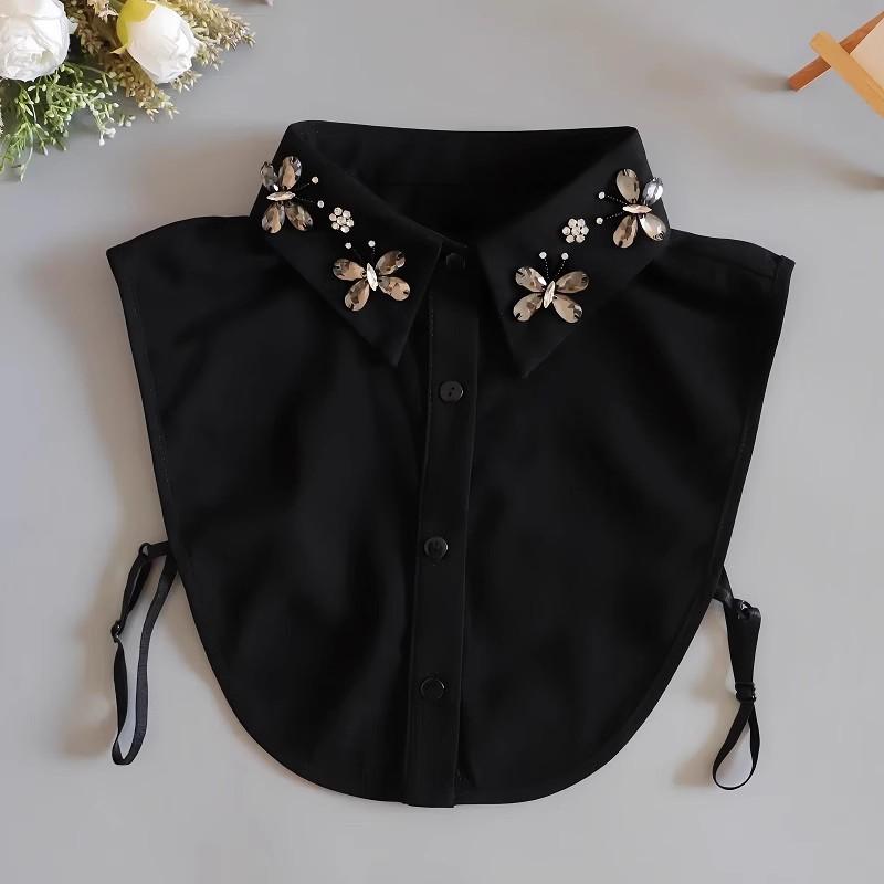 Lapel Fake Collar Women Detachable Collars  False Collar Woman Diamond Pearl Necktie Kraagje Nep Dames Clothing Accessories
