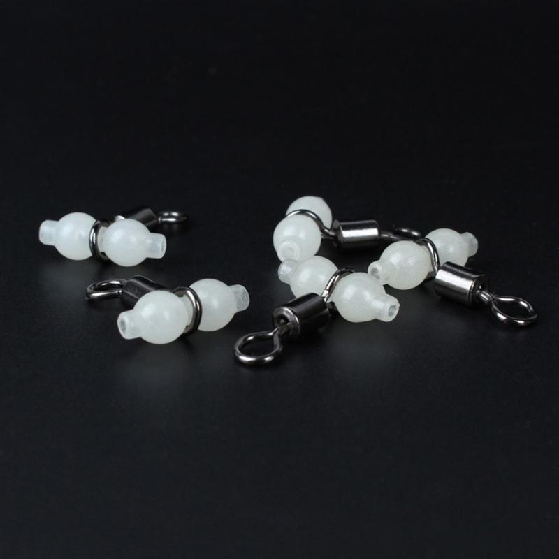 Leuchtende Angelwirbel mit Leuchtperlen Tackle für Salzwasser Süßwasser Angeln Wirbel T-Form Angelschnurverbinder