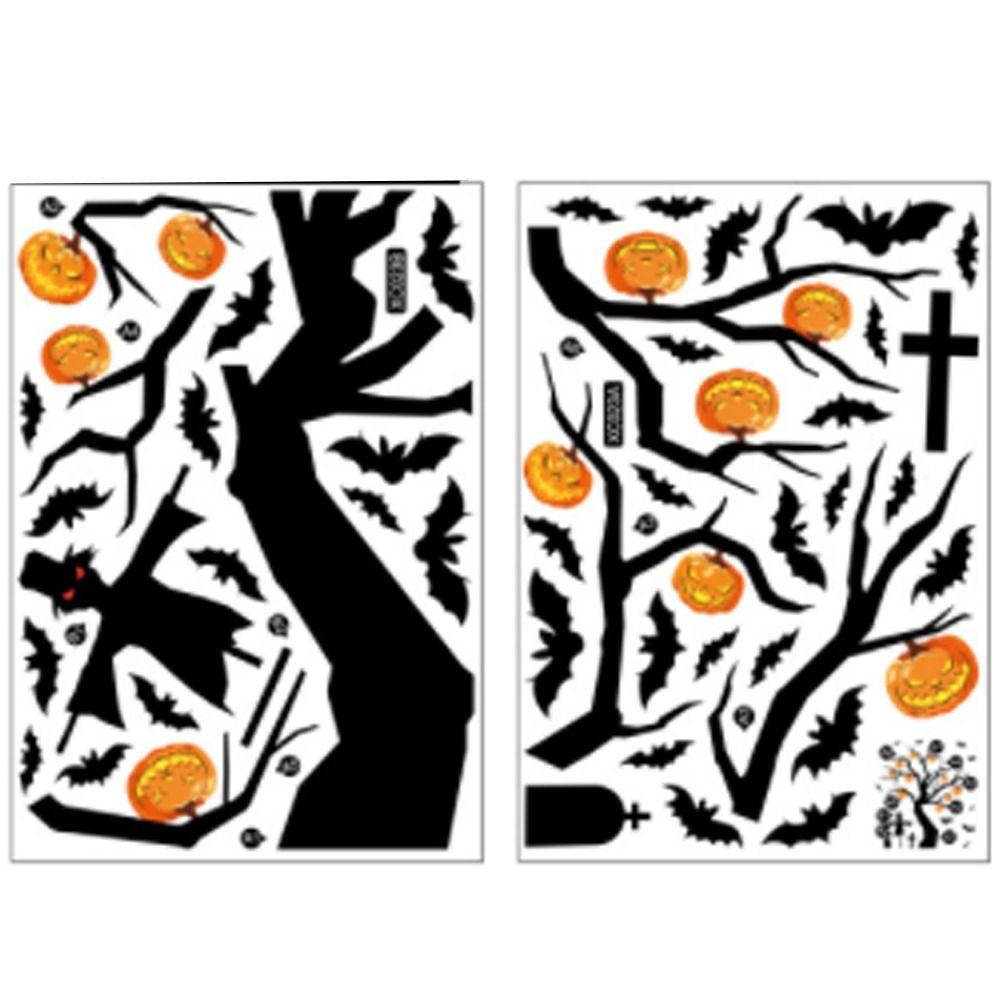 Bat Pumpkin Tree Window Sticker Waterproof Glass Sticker Creative Door Sticker  Home Decor