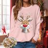 Women's Fashionable Casual Long-Sleeved Loose-Fit Christmas Print Round-Neck Pullover Sweatshirt