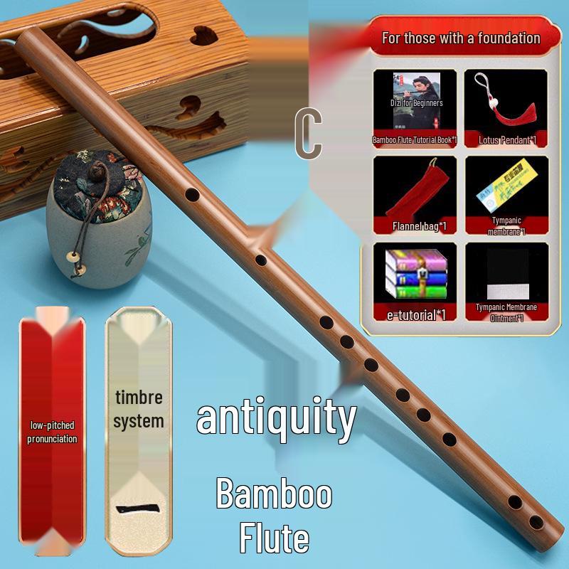 Flûte en bambou pour débutants style ancien, Flûte traversière en clé F/G pour adultes et étudiants