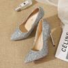 Design Shoes Women Thin Heels Women Pointed Toe Pumps Luxury Bling Sequined Leather Women Stiletto Wedding Princess Shoes 35-45