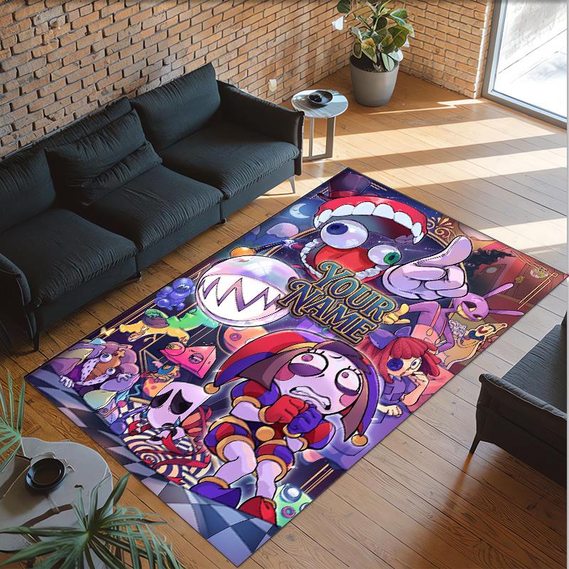 Personalized Crystal Velvet Carpet Custom Name Text,The Amazing Digital Circus Anti Slip Area Rug For Home Decoration