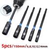 5pcs 150mm Extension Socket Wrench 6-14mm Hex Nut Driver Drill Bit Adapter Socket Spanner For Motorcycle,Car,Machinery