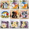Cartoon Embroidery Latch Hook Kit Seat Cushion Carpet Pillow Latch Hook Rug Kit Smyrna Package Button Pad Package DIY Decorative