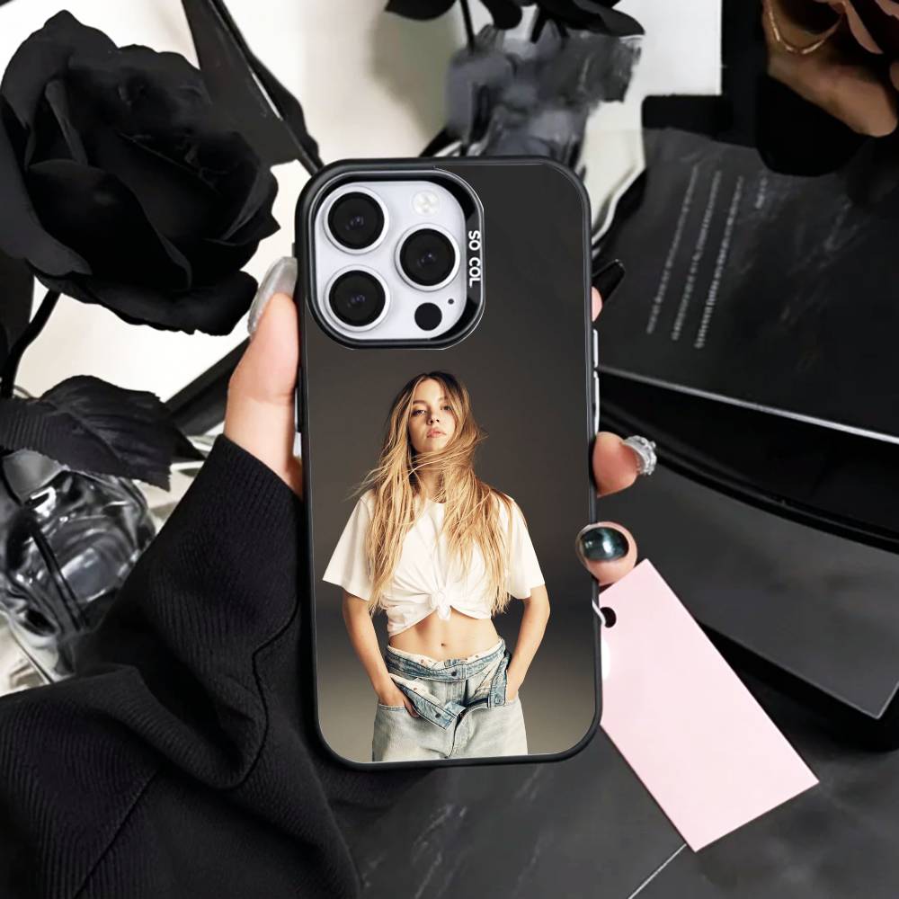 

S-Sydney S-Sweeney Phone Case For iPhone17,16,15,14,13,12,11 Plus,Pro Max Colored Silver Plated Inside Cover iPhone16pro