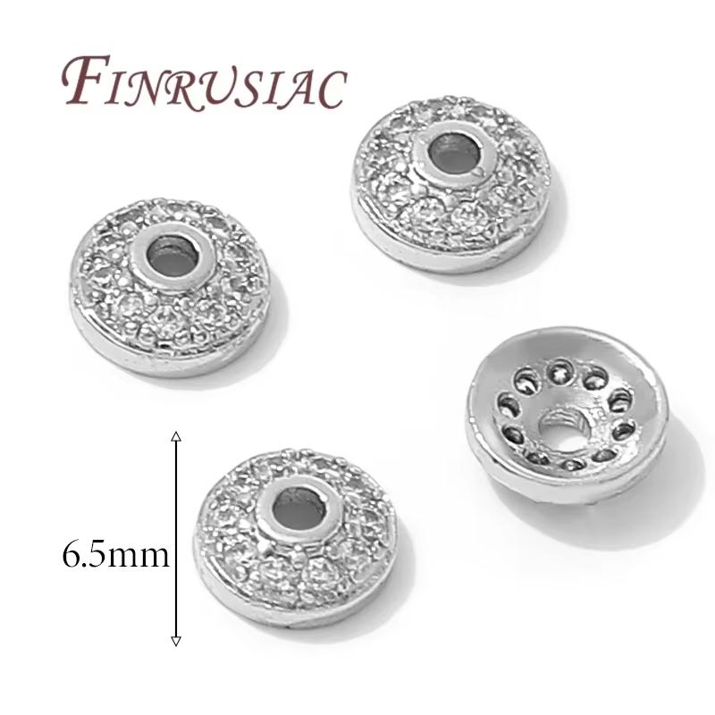 2/4/6Pcs 18K Gold Plated Zircon Beads Caps For Jewelry Making,Round Caps For Beads,DIY Bracelets&Necklaces Accessories