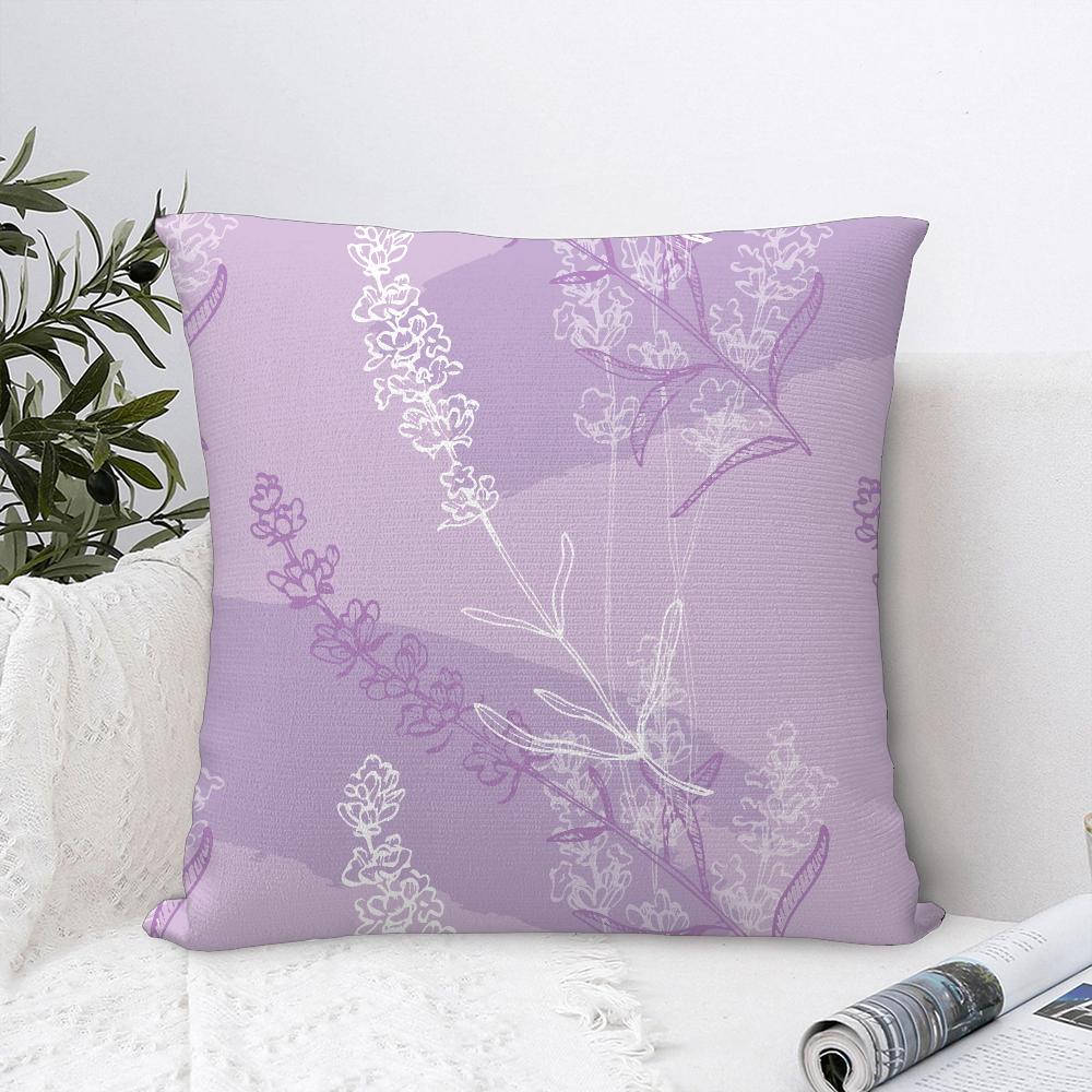 Lavender Flowers Pillow Case Sofa Decorative Home Double-sided Printing Short Plush Cushion Cover Throw Pillow Cover Gifts