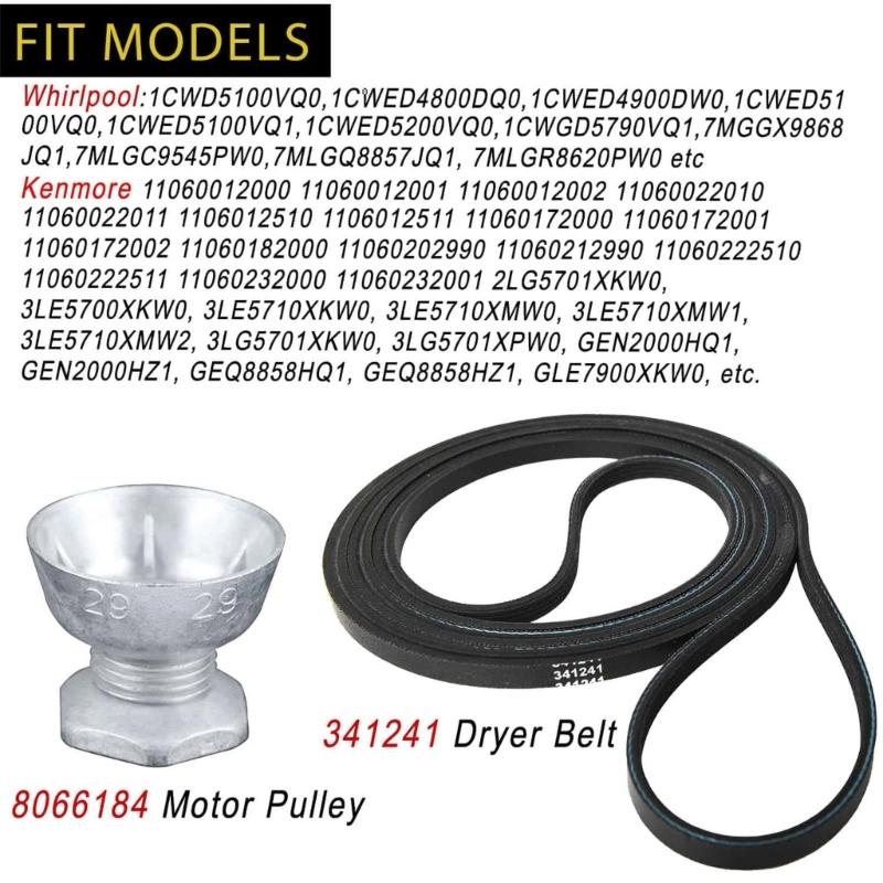 Dryer Belt and Pulley Replacement Dryer Machine Belt Metal and Plastic Texture Suitable for Longevity in Home Appliances