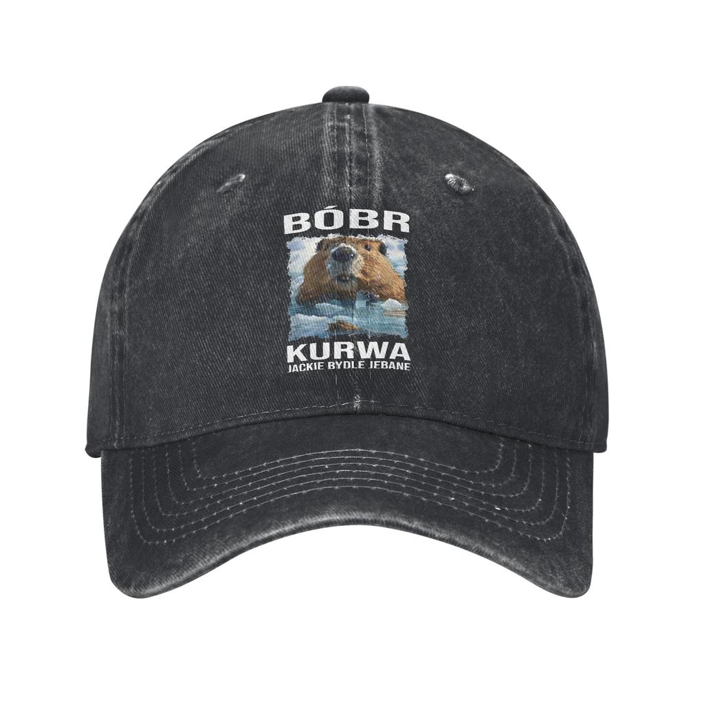 Classic Bober Bobr Kurwa Baseball Caps Unisex Women Distressed Denim Washed Headwear Outdoor Running Unstructured Soft Hats Cap