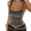  European and American Women's Spring/summer New Leopard Print Color-block Sexy Spaghetti Camisole Mini Top