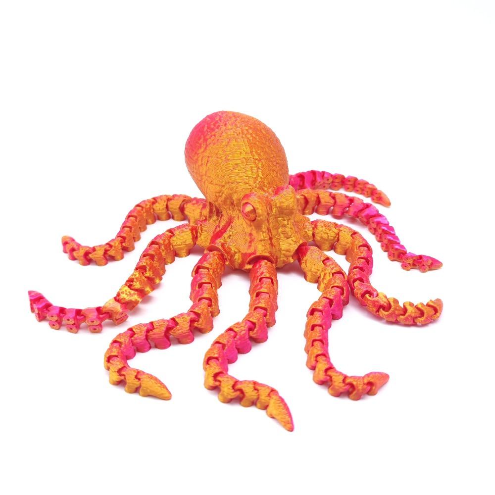Vibrant Color 3D Printed Octopus Figurine 3D Printed Versatile Design Versatile Decor Figurine Jointed Body