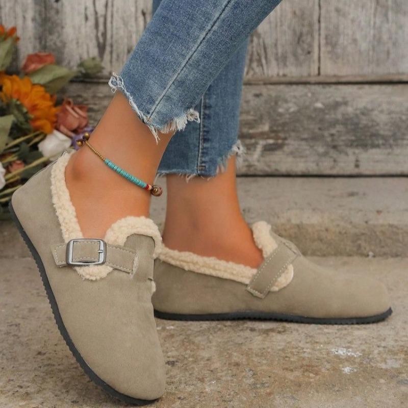 Fashion Autumn Winter Women Flats Shoes Soft Fashion Comfort Loafers Casual Flat Shoes Women Warm Plush Slip on Cotton Shoes Female