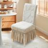 Jacquard Dining Chair Cover Elastic Chair Slipcover with Long Ruffled