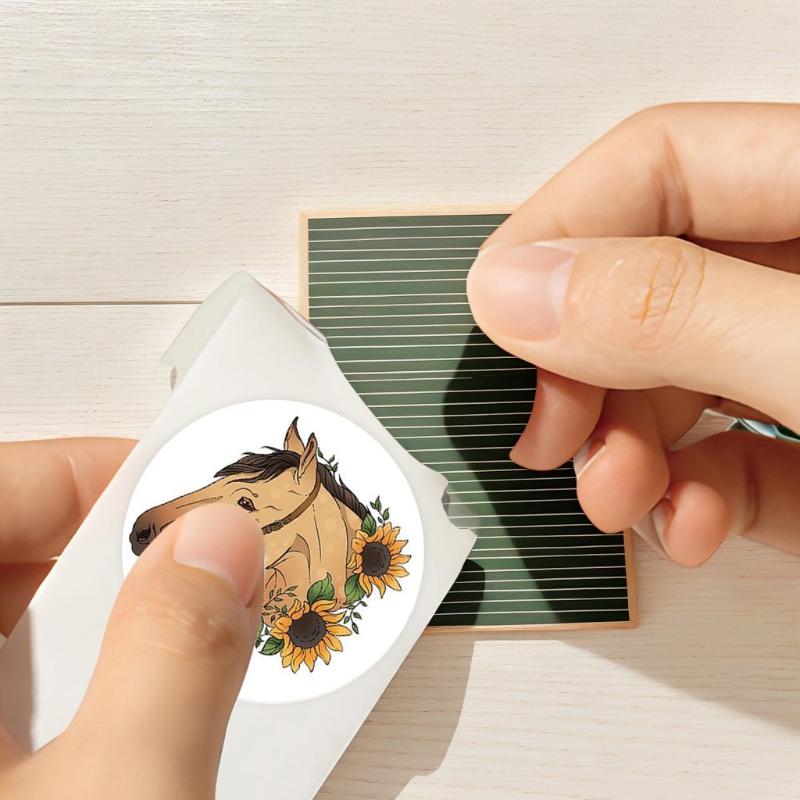 500 stk/Rulle Dyre Hest Blomst Tegneserie Forseglingsklistermærke DIY PVC Bærbar Computer Dekaler Dekoration Klistermærke Belønning Gave Kawai