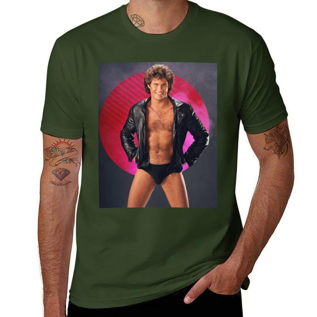 David Hasselhoff Vintage Tshirt Summer Clothes Quickdrying Funnys Plain Mens Clothing
