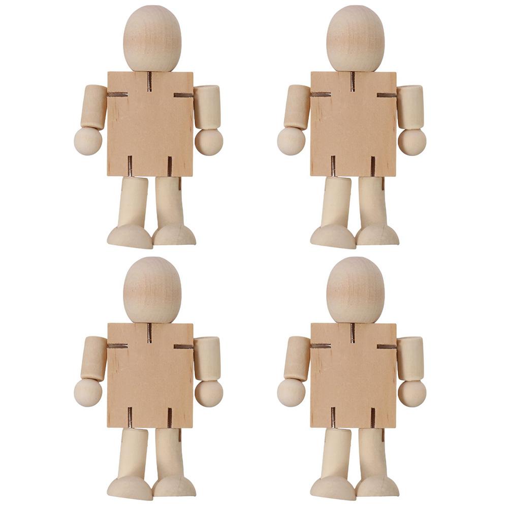 

3.94 * 4.13in Fun and Flexible Natural Wooden Robot Robot Shape Wooden Unfinished Wooden Robot Adjustable Wooden Figures