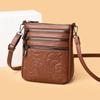 Leisure Embossed Shoulder Bag - Elegant Commuter Multi-zip Slouch Bag