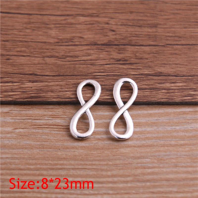 Infinity Connector Charm for DIY Braided Bracelets, 23*8mm Zinc Alloy, 3 Colors