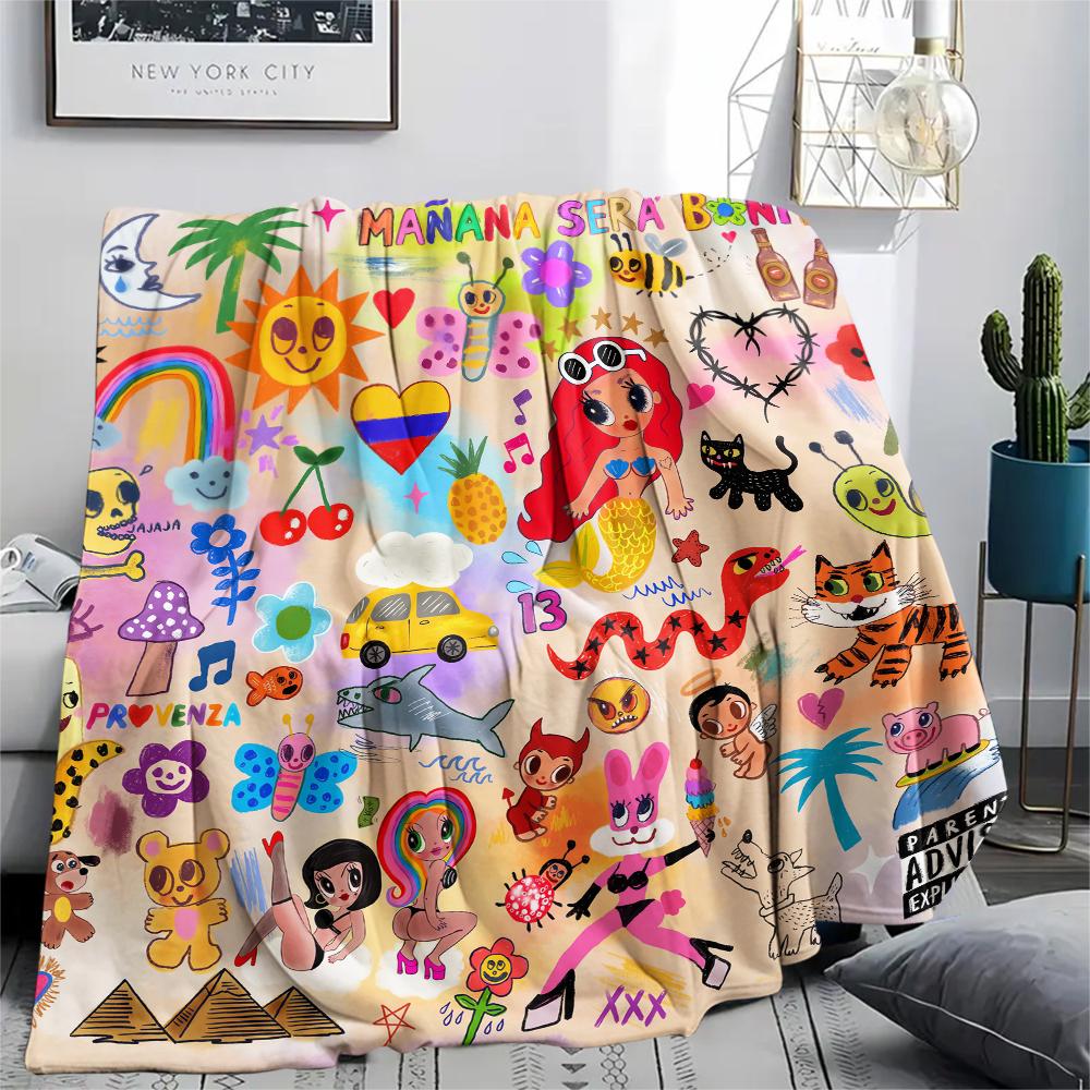 1Pc Karol G Print Flannel Blanket, High Quality Comfortable for All Seasons, Home Decor, Warmth and Comfort, Perfect for Gifts