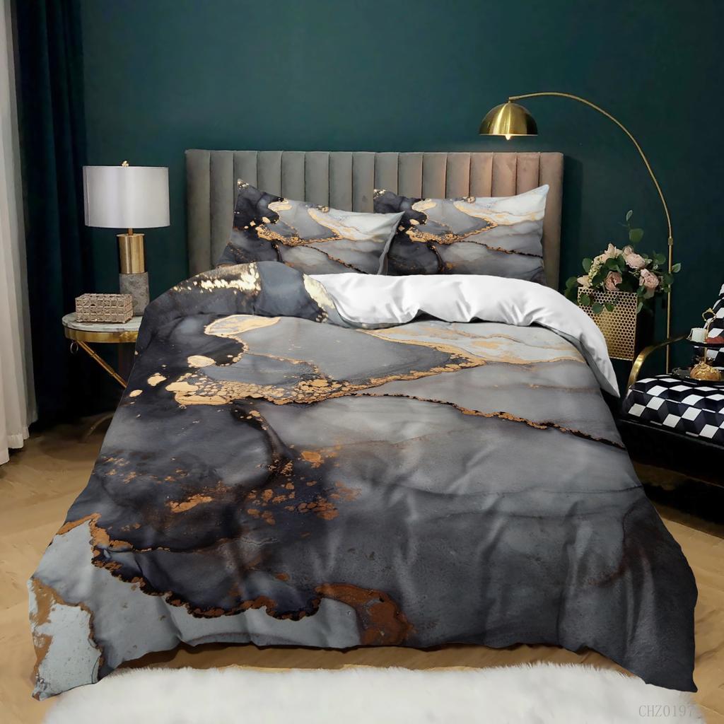 Home Textile Marble Texture Three-Piece Gradual Change Quilt Cover Digital Printing Bedding Batch