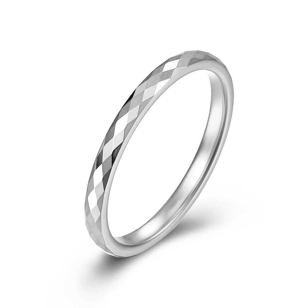 Unisex Minimalist Diamond-Cut Tungsten Steel Ring - Fashion Stacking Plain Band In Tungsten Gold