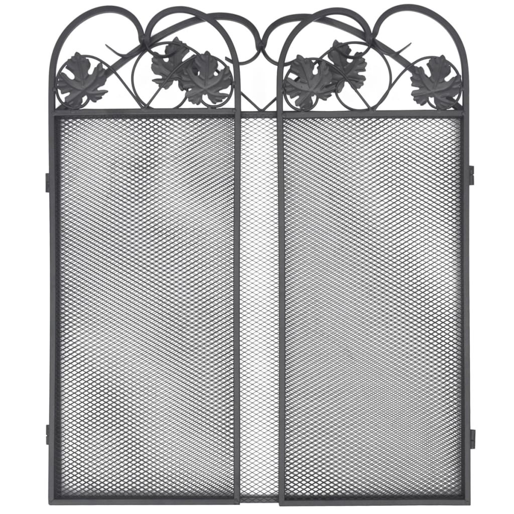 Vidaxl 3-Panel Fireplace Screen, Metal, Black