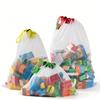 3pcs Polyester Drawstring Storage Bags for Youngsters,Mesh Organizer Pouches for Building Blocks and Toys,Toy Storage