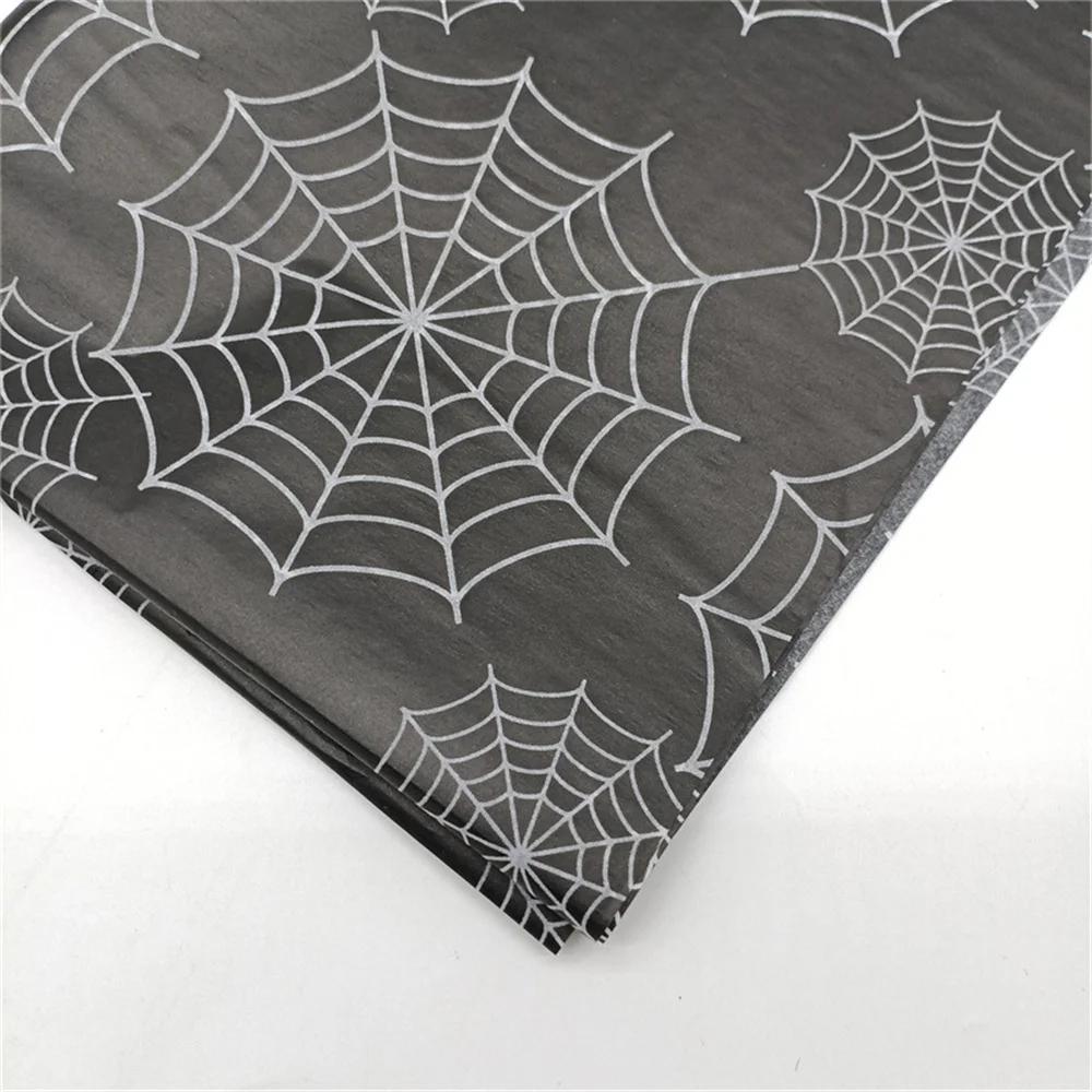20 Sheet Halloween Wrapping Paper, Skull/Spider Web Pattern Gift Wrap Tissue Paper Decorative Craft Paper for Party