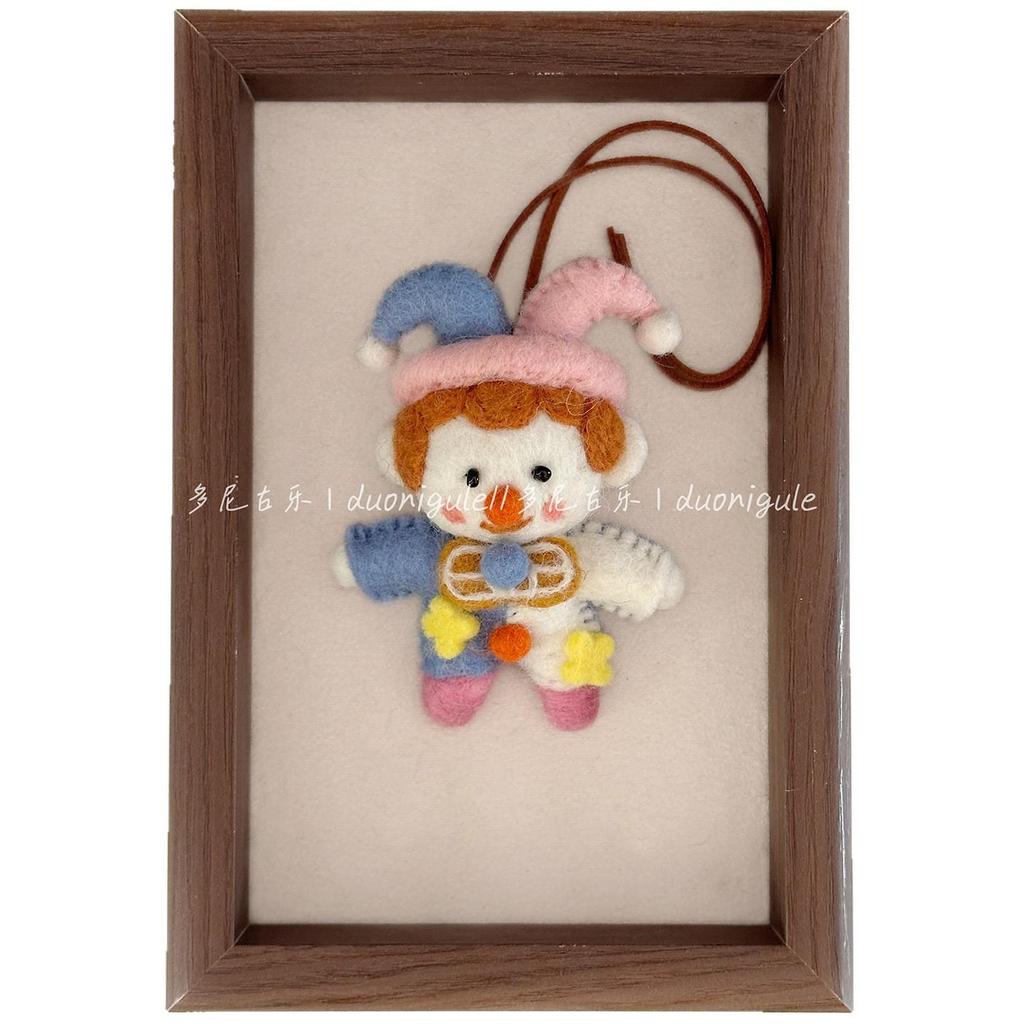 Nepal Handmade Wool Felt Circus Clown Ornament: Pink & Blue Bag Charm Keychain