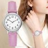Minimalist Women Quartz Watch Ladies Faux Leather Band Watch Large Arabic Numerals Analog Wristwatch for Daily Work School Dating