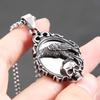 A Retro-style Skull and Mirror Pendant Necklace, a Unisex Punk-inspired Stainless Steel Crow Necklace, Amulet Jewelry.