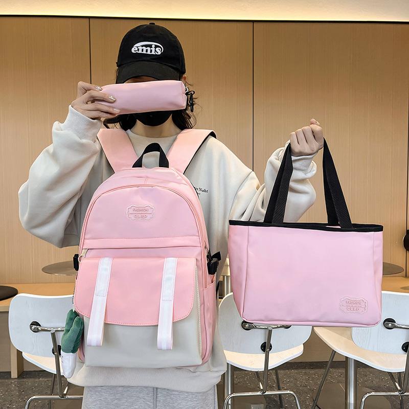Three-Piece Backpack Set Student Schoolbag Shoulder Bag Female Large Capacity Backpack with Pen Bag