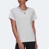Adidas Solid Color Logo Crew Neck T-Shirt Women Tops Grey White HD9542