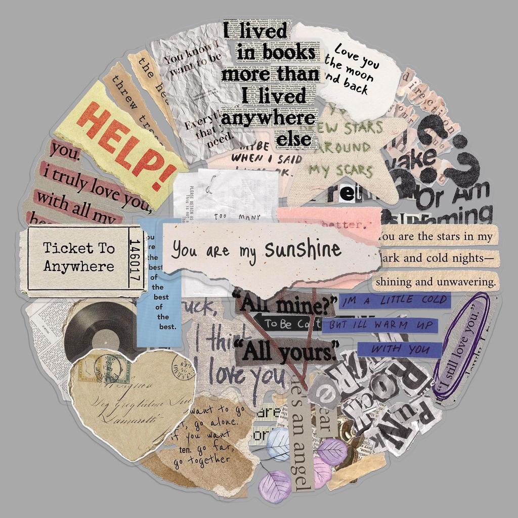 Retro INS Style English Slogan Stickers - 50 Creative Sheets for Laptop and Journal DIY