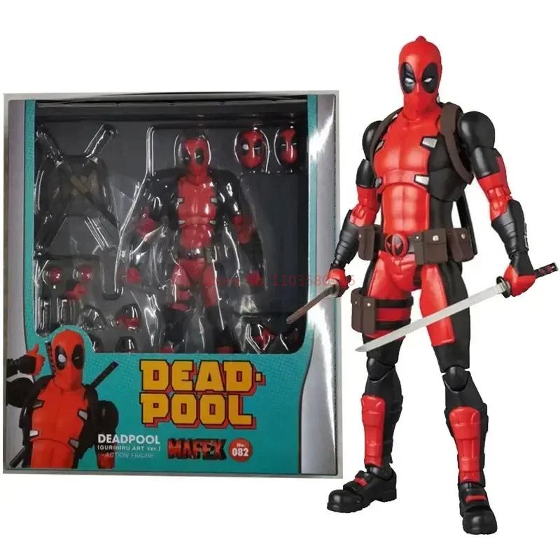 Hot 16Cm Anime Deadpool Mafex 082 X-Men Action Figures Comic Version Collectable Model Doll Cool Boys Birthday Festival Gifts