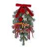Handmade Wreath for Balcony Christmas Artificial Garland with Pinecones Cinnamon And Red Bows, Decorative Hanging Front Door Pendants Winter