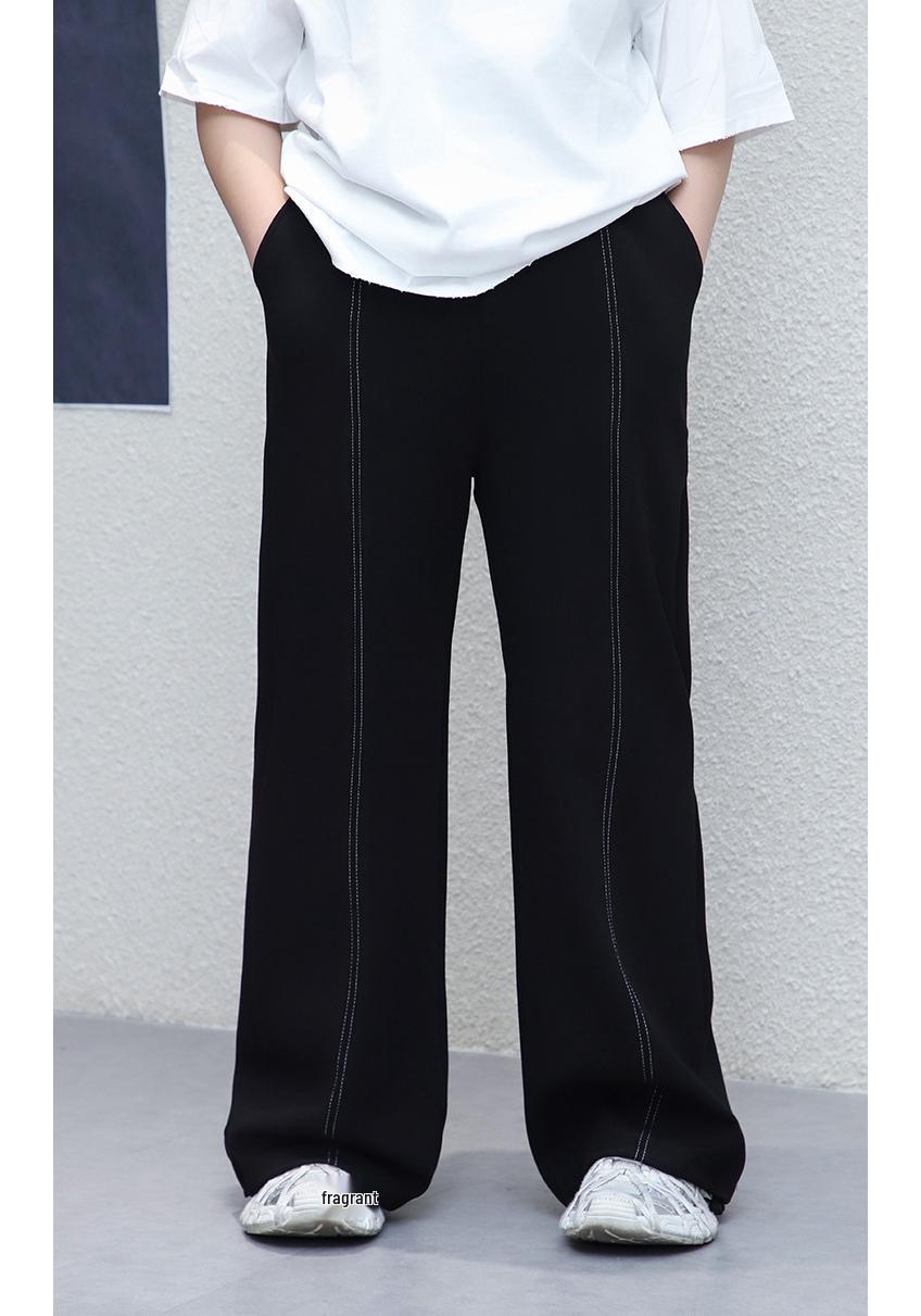 

Retro Embroidered Wide-Leg Pants - Plus Size, Loose Fit for Spring & Autumn 8XL (230-260 jin)
